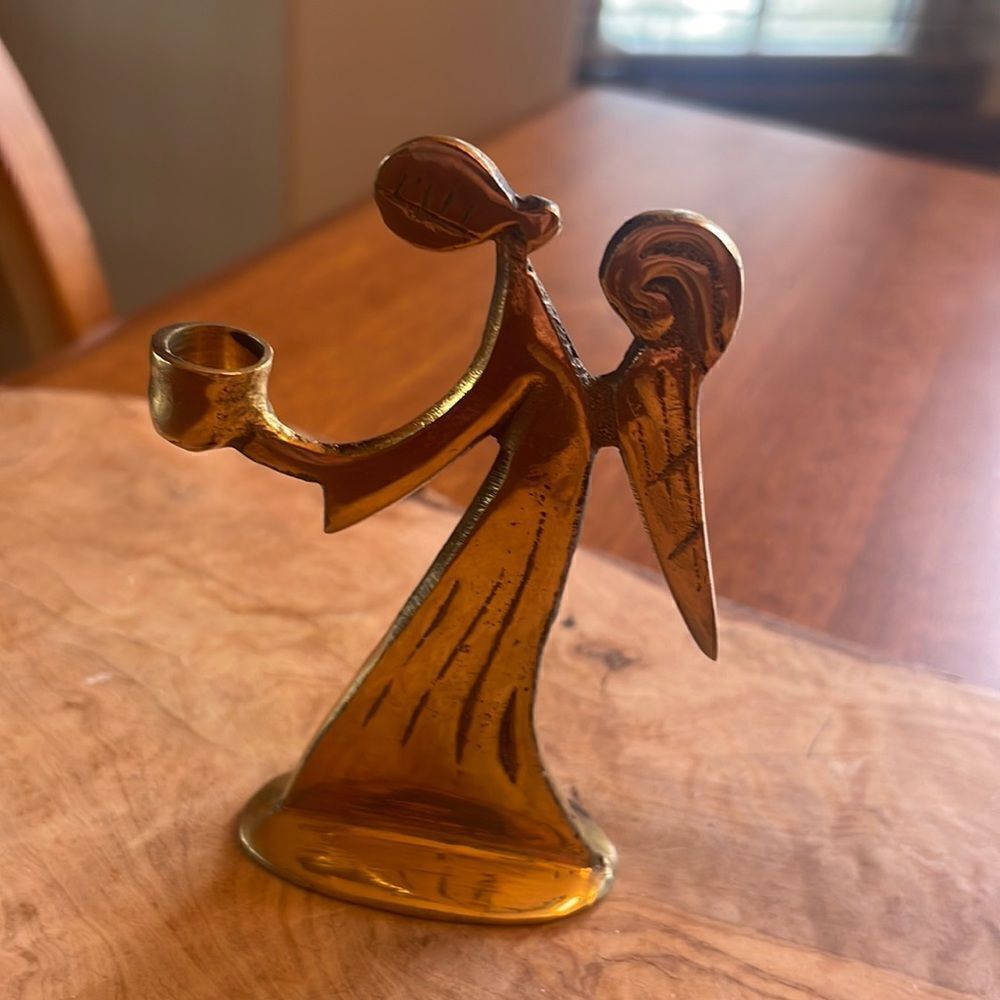 Vintage Abbey Press Brass Angel Candle Holder